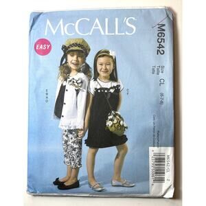 McCall's 6542 Girl's Size 6-8 Easy Outfit Dress, Top, Pants, Cardigan - vn